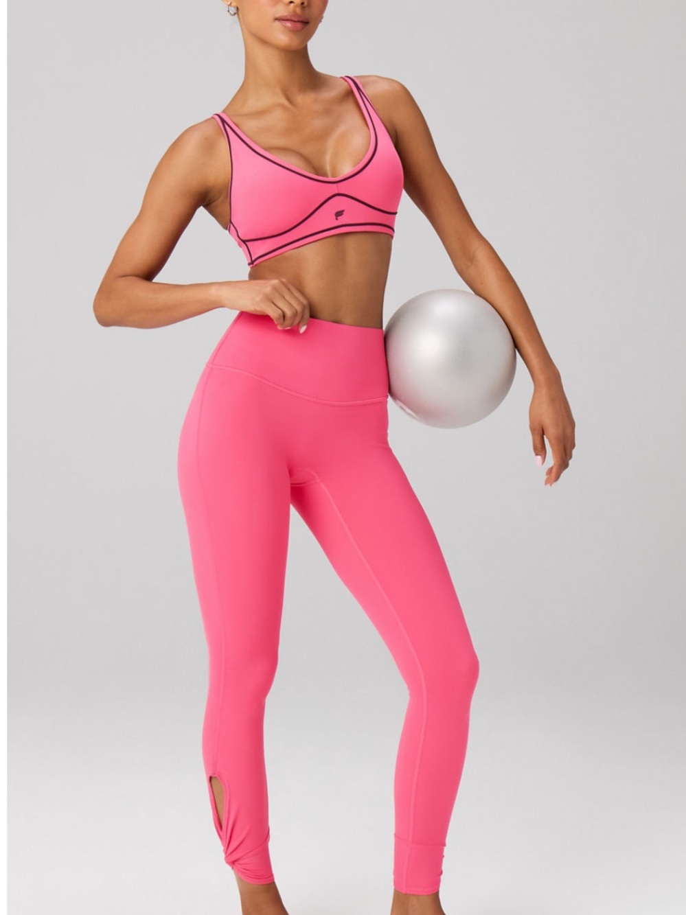 Pink Activewear Set - Sports Bra & High-Waist Leggings